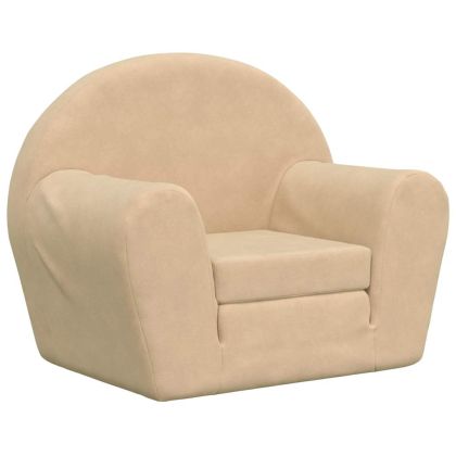 Детски диван-легло кремав мек плюш