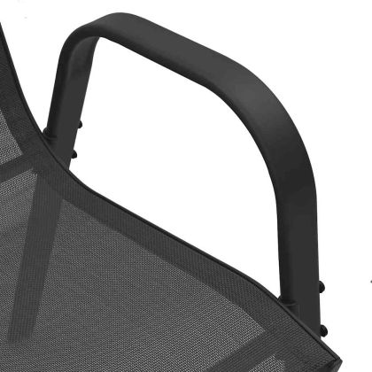 Стифиращи градински столове, 6 бр, черни, тъкан textilene