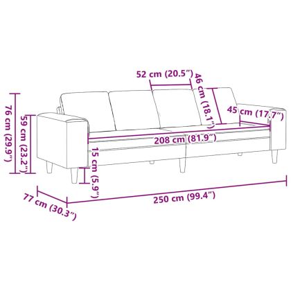 Диван с възглавница Синьо 250 x 77 x 76 см Кордюрова тъкан