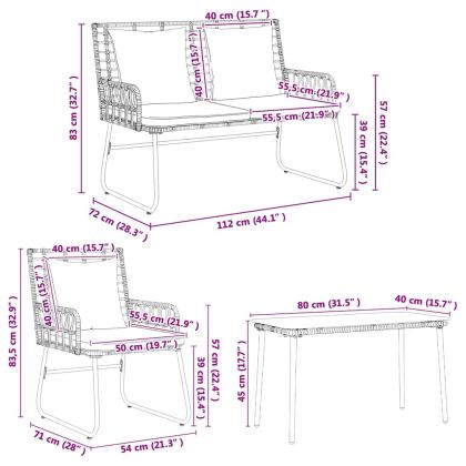 Комплект градинска мебел 4 pcs Черно и антрацит полиратан