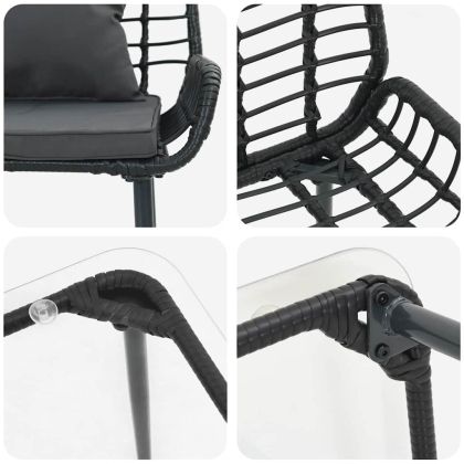 Комплект градинска мебел 4 pcs Черен и кремав полиратан