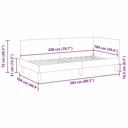 Ъглова рамка за легло с таблото Тъмен зелен 100 см x 200 см