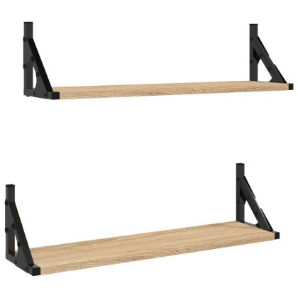 Стенни рафтове 2 бр сонома дъб 60x15x15,5 см