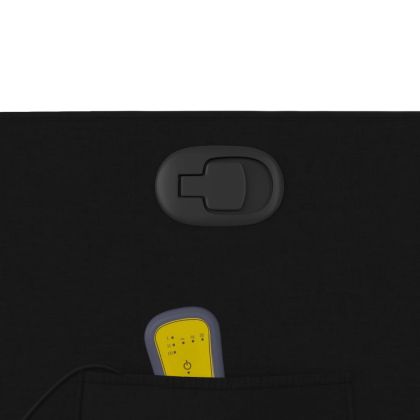 Масажен фотьойл с регулируема облегалка, черен, плат