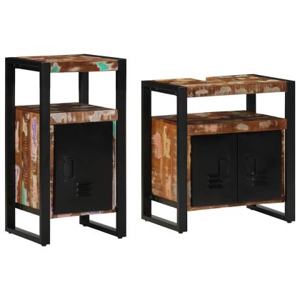 Комплект мебели за баня 2 pcs Солидна рециклирана дървесина