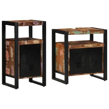 Комплект мебели за баня 2 pcs Солидна рециклирана дървесина