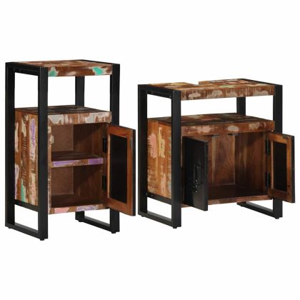 Комплект мебели за баня 2 pcs Солидна рециклирана дървесина