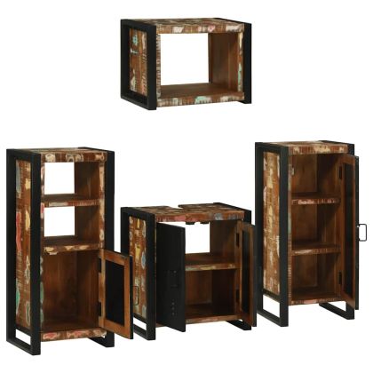 Комплект мебели за баня 4 pcs Солидна рециклирана дървесина