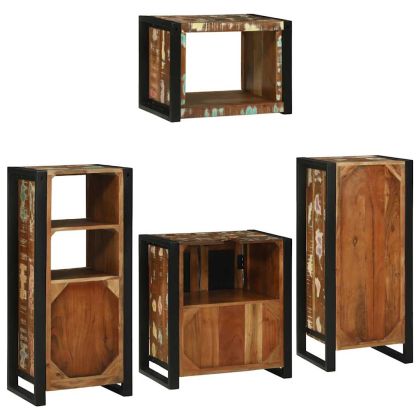 Комплект мебели за баня 4 pcs Солидна рециклирана дървесина