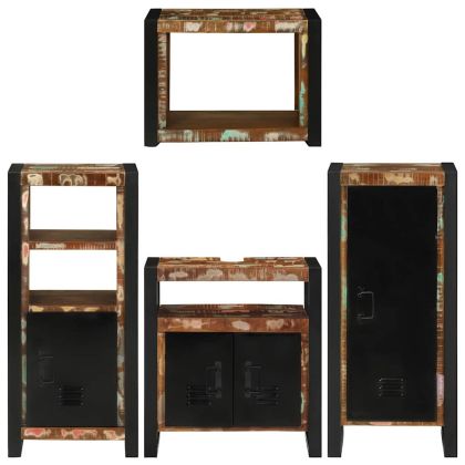 Комплект мебели за баня 4 pcs Солидна рециклирана дървесина