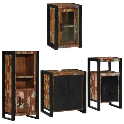 Комплект мебели за баня 4 pcs Солидна рециклирана дървесина