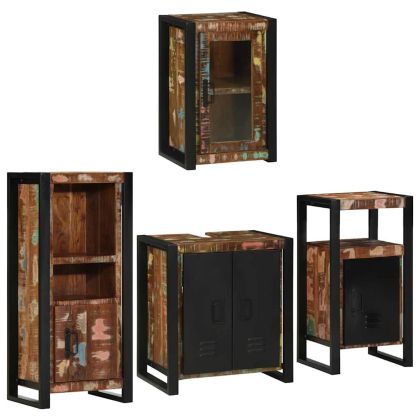 Комплект мебели за баня 4 pcs Солидна рециклирана дървесина