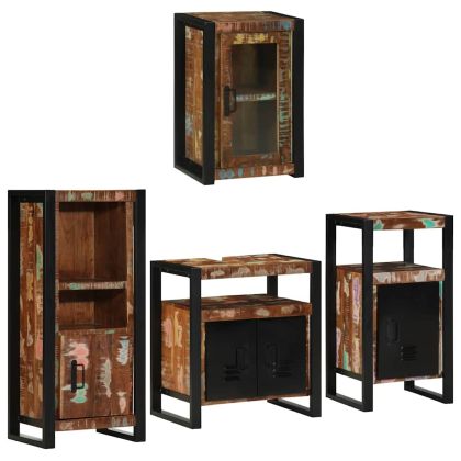 Комплект мебели за баня 4 pcs Солидна рециклирана дървесина