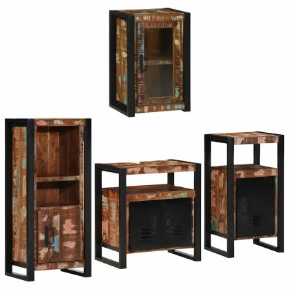 Комплект мебели за баня 4 pcs Солидна рециклирана дървесина