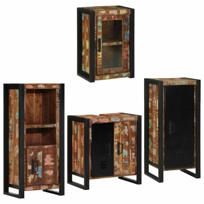 Комплект мебели за баня 4 pcs Солидна рециклирана дървесина