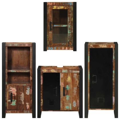 Комплект мебели за баня 4 pcs Солидна рециклирана дървесина