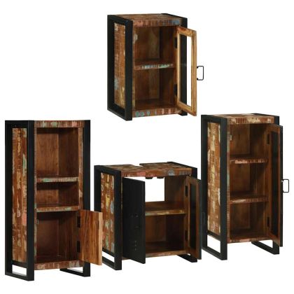 Комплект мебели за баня 4 pcs Солидна рециклирана дървесина