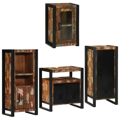 Комплект мебели за баня 4 pcs Солидна рециклирана дървесина