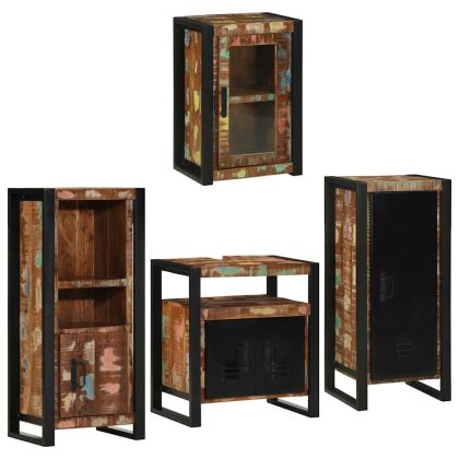 Комплект мебели за баня 4 pcs Солидна рециклирана дървесина