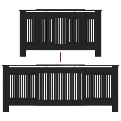 Калъф за радиатор 2 pcs Черно 205 x 20,5 x 81,5 см