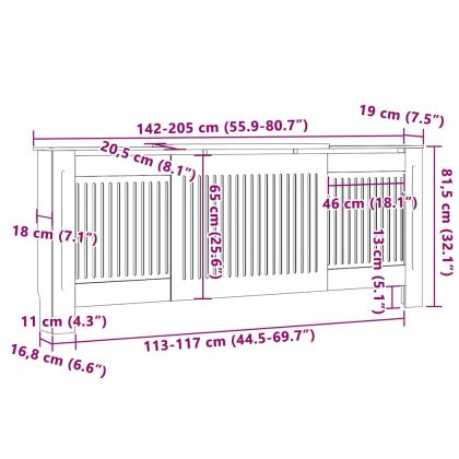 Калъф за радиатор 2 pcs Естествен 205 x 20,5 x 81,5 см