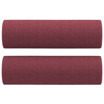Комплект дивани 3 части с възглавници виненочервен текстил
