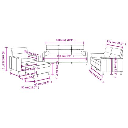 Комплект дивани 4 части с възглавници виненочервен текстил
