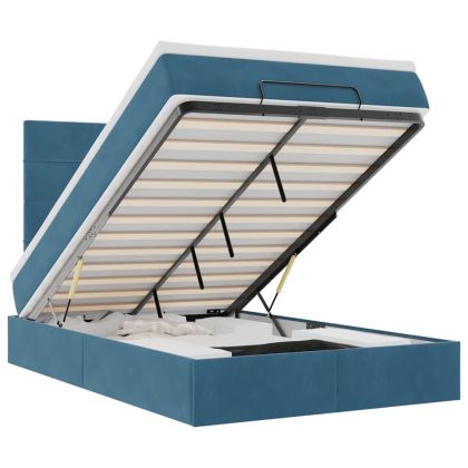 Османска легло с матраци, тъмносиньо, 120x200 см, кадифе