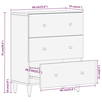 Страничен шкаф 60x33x75 см манго масивно дърво