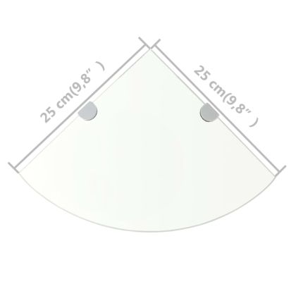 Ъглови рафтове, 2 бр, прозрачно стъкло с държачи хром, 25x25 см