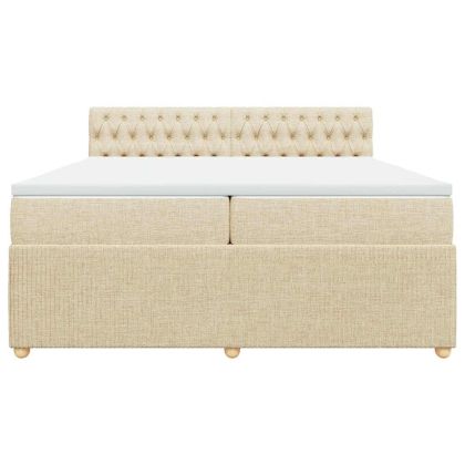 Боксспринг легло с матрак, кремаво, 200x200 см, плат