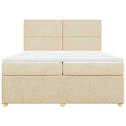 Боксспринг легло с матрак, кремаво, 200x200 см, плат