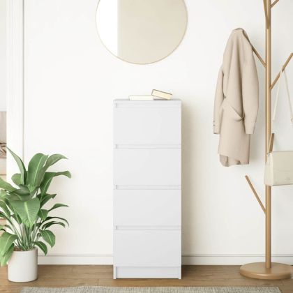 Сайдборд, бял, 37,5x35x99 см, инженерно дърво