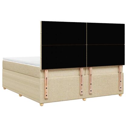 Боксспринг легло с матрак, кремаво, 200x200 см, плат