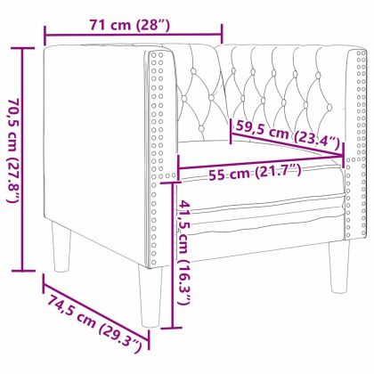 Диван Тъмен сив 74,5 x 71 x 70,5 см Кадифе
