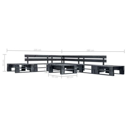 Градински мебели от палети 6 части черно дърво