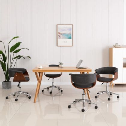 Въртящи се трапезни столове, 4 бр, сиви, текстил