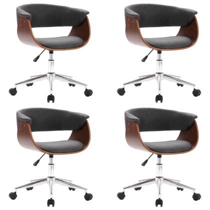 Въртящи се трапезни столове, 4 бр, сиви, текстил