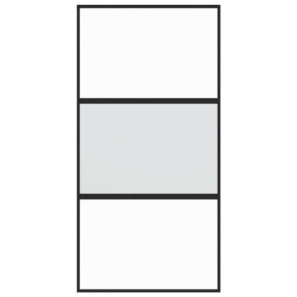 Плъзгаща се врата черна 102,5x205 см закалено стъкло и алуминий