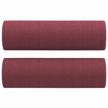 Комплект дивани 2 части с възглавници виненочервен текстил