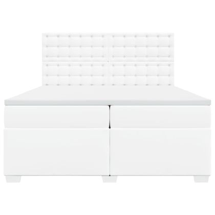 Боксспринг легло с матрак, бяло, 200x200 см, изкуствена кожа