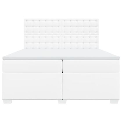 Боксспринг легло с матрак, бяло, 200x200 см, изкуствена кожа