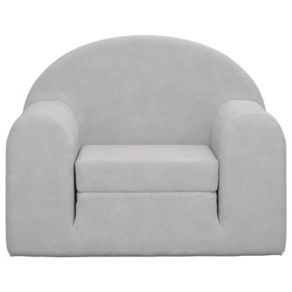 Детско диванче, светлосиво, мек плюш