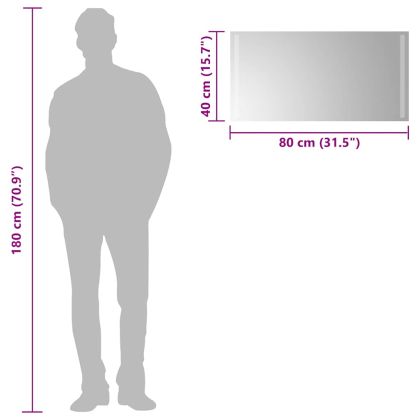 LED огледало за баня, 80x40 см