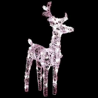 Коледна украса елени с шейна, 160 LED, 130 см, акрил