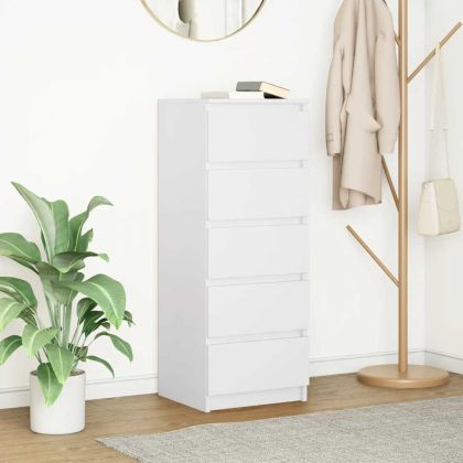 Бюфет с чекмеджета, бял, 37,5x35x99 см, инженерно дърво