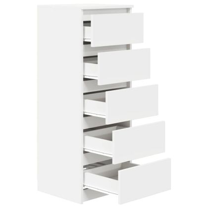 Бюфет с чекмеджета, бял, 37,5x35x99 см, инженерно дърво