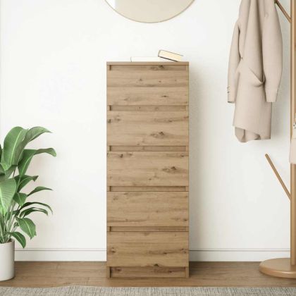 Бюфет с чекмеджета, дъб артизан, 37,5x35x99 см, инженерно дърво