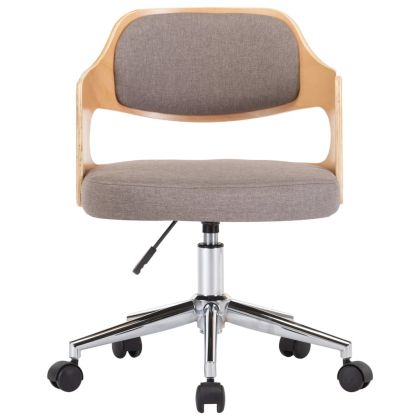 Въртящ се трапезен стол, таупе, извито дърво и текстил