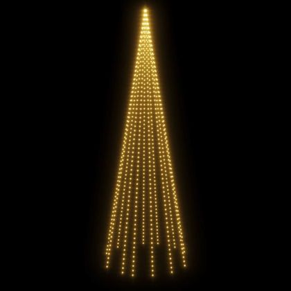 Коледна елха на флагщок, топло бяло, 732 LED, 500 см